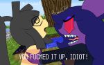 absurd_res angry anthro cobblestone_generator dizzy duo fang_(scor-chii) female generation_3_pokemon hi_res male male/female mawile meme microsoft minecraft mojang nintendo open_mouth pokemon pokemon_(species) sableye scor-chii shaking sharp_teeth teeth xbox_game_studios yelling