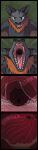 absurd_res anthro bat bodily_fluids hi_res inside_stomach male mammal mane megabat membrane_(anatomy) membranous_wings mouth_shot open_mouth root saliva saliva_string shinktanoro solo swallowing teeth throat tongue vore wings