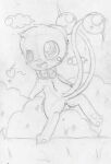 2011 2_tails 3_fingers 3_toes anthro anus balls blush blush_lines cloud collar digitigrade dragonair dragonchu_(character) fairyfloss fan_character feet fingers generation_1_pokemon genitals heart_symbol hybrid legendary_pokemon male mew_(pokemon) multi_tail nature nintendo on_one_leg pawpads pikachu plant pokemon pokemon_(species) rear_view semi-anthro shrub simple_background sketch solo standing tail toes traditional_media_(artwork) white_background