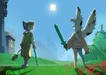 2025 3_toes absurd_res anthro armor arthropod barefoot biped black_wings blue_clothing blue_legwear blue_sky blue_stockings bottomwear brown_bottomwear brown_clothing brown_pants building clothed clothed_anthro clothed_male clothing day diamond_sword duo eyewear feet fur furgonomic_topwear furgonomics glasses grass green_clothing green_sweater green_sweater_vest green_topwear green_vest haplorhine headgear helmet hi_res holding_melee_weapon holding_object holding_sword holding_weapon hoodie insect kogito legwear lepidopteran long_sleeves male male_anthro mammal melee_weapon microsoft minecraft mojang moki_(mokimonky) monkey moth multicolored_body multicolored_fur nacho_(nachokokoni) outside oversized_clothing oversized_hoodie oversized_topwear pants pink_clothing pink_hoodie pink_stockings pink_topwear plant potion primate purple_body purple_ears purple_fur shadow shirt sky stockings sun sweater sweater_vest sword tail tail_mouth toes topwear tree two_tone_body two_tone_fur two_tone_wings unusual_anatomy unusual_tail vest weapon white_body white_clothing white_ears white_fur white_inner_ear white_shirt white_topwear white_wings wings xbox_game_studios
