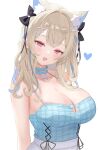  1girl animal_ear_fluff animal_ears bare_shoulders blonde_hair blue_camisole blue_eyes breasts camisole cleavage dog_ears dog_girl fuwawa_abyssgard highres hololive hololive_english large_breasts long_hair multicolored_hair pink_eyes simple_background solo streaked_hair two-tone_hair upper_body virtual_youtuber white_background yurancoco 