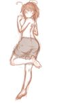  antennae ass back barefoot full_body highres kuro_suto_sukii looking_at_viewer looking_back shorts simple_background sketch solo topless touhou white_background wriggle_nightbug wrist_cuffs 