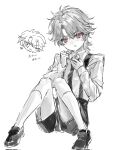  1boy aged_down bishounen child dio_brando ear_birthmark earrings greyscale guanzaimatouo3o highres jewelry jojo_no_kimyou_na_bouken monochrome phantom_blood red_eyes sketch solo 