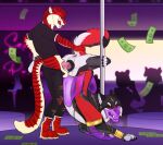  angel_(velvetvlade) animal_genitalia animal_vulva anthro anthro_on_feral anthro_penetrating anthro_penetrating_feral bestiality big_fangs black_bottomwear black_clothing black_pants black_shirt black_t-shirt black_topwear blue_eyes bottomwear canid canine canine_genitalia canine_vulva clothed clothed_feral clothing duo_focus fangs felid female female_penetrated feral feral_penetrated fur genitals green_eyes grey_body grey_fur group hair heterochromia hi_res killthe_demon licking licking_lips licking_own_lips male male/female male_penetrating male_penetrating_female mammal markings money narrowed_eyes open_mouth pants penetration penile penile_penetration penis_in_vagina red_body red_fur red_hair red_tongue sex shirt short_hair side_view silhouette standing strip_club striped_arms striped_legs striped_markings striped_tail stripes t-shirt tail tail_grab tail_markings teeth tongue tongue_out topwear torn_bottomwear torn_clothing torn_pants vaginal vaginal_penetration white_body white_fur yellow_body yellow_eyes yellow_fur yipsky 