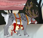  anal anal_penetration angel_(velvetvlade) animal_genitalia animal_penis anthro anthro_on_feral anthro_penetrated belly belly_riding bestiality big_belly big_fangs bodily_fluids bound cervine_genitalia cervine_penis cum cum_in_ass cum_inflation cum_inside cum_on_feet cum_on_ground cum_on_leg deer duo eyes_closed fangs feet felid feral feral_penetrating feral_penetrating_anthro fur genital_fluids genitals green_eyes hi_res inflation internal killthe_demon male male/male male_penetrated male_penetrating male_penetrating_male mammal narrowed_eyes nude open_mouth outside penetration penile penile_penetration penis penis_in_ass plant red_body red_fur sex side_view spotted_back striped_arms striped_back striped_body striped_fur striped_legs stripes teeth tongue tongue_out tree yellow_body yellow_fur 