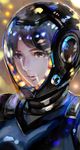  armor black_eyes black_hair blue_hair bodysuit drivesuit helmet lips mako_mori md5_mismatch multicolored_hair pacific_rim science_fiction short_hair shutsuri smile solo streaked_hair 