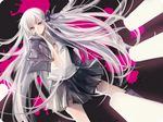  braid danganronpa danganronpa_1 gloves jacket jikei kirigiri_kyouko long_hair necktie purple_eyes purple_hair ribbon skirt solo 