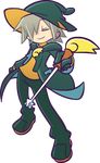  closed_eyes coat full_body gloves grey_hair hair_over_one_eye hat lemres_(puyopuyo) male_focus official_art pants puyopuyo puyopuyo_fever shoes smile solo takenami_hideyuki transparent_background wand 