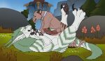  animal_genitalia animal_penis balls between_legs brown_balls brown_body brown_fur canine_genitalia canine_penis dasyuromorph duo erection eye_contact feral feral_on_feral forked_penis fur genitals grass green_body green_eyes green_fur hi_res killthe_demon looking_at_another lying male male/male mammal marsupial narrowed_eyes on_back outside penis plant recently_extinct_species red_eyes red_penis rock side_view thylacine thylus tree white_body white_fur 