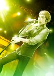  dutch_angle green jean_kirchstein lens_flare lights male_focus microphone music qike_xiu shingeki_no_kyojin singing solo sweatdrop 