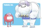 blue_background commentary_request food full_body fusion ice_cream ice_cream_cone komeiji_satori letty_whiterock looking_at_another mike_wazowski monsters_inc. no_humans onikobe_rin open_mouth purple_hair simple_background standing touhou two-tone_background white_background yeti_(creature) 