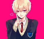  bad_id bad_pixiv_id blonde_hair cardigan free! hazuki_nagisa heart male_focus necktie open_mouth red_eyes school_uniform sio_azuki smile solo 