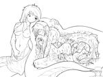  3girls breasts death digestion doggystyle eyes_closed futa_with_female futanari harpy inside_creature lamia masturbation mermaid midriff monochrome monster monster_girl monster_sex multiple_girls naga navel nipples no_bra nude open_mouth pointy_ears rape scales sex shirt_lift simple_background smile tail tears vore white_background whtb 