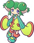  blue_eyes double_bun full_body green_hair horns official_art overalls pointy_ears puyopuyo puyopuyo_fever rider_(puyopuyo) shoes short_hair sidelocks skirt sleeves_past_wrists solo takenami_hideyuki transparent_background 