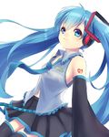  bad_id bad_pixiv_id blue_eyes blue_hair detached_sleeves hatsune_miku headphones long_hair navel necktie skirt solo thighhighs twintails usaname very_long_hair vocaloid white_background 