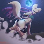  anthro blue_eyes blush canine female knife mammal moon ninja redwolfxlll scarf solo stars 