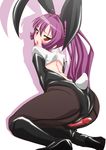  animal_ears backless_outfit boots brown_eyes bunny_ears bunny_tail bunnysuit dildo elbow_gloves gloves highres knee_boots long_hair pantyhose purple_hair solo sugiura_ayano tail tatsuya_(guild_plus) yuru_yuri 