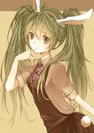  animal_ears atami2525 bunny_ears bunny_tail green_eyes green_hair hatsune_miku long_hair necktie solo tail twintails vocaloid 