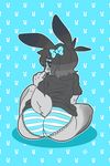  big_butt blush bow butt chubby essui female greyscale lagomorph looking_at_viewer looking_back mammal monochrome panties rabbit restricted_palette sitting solo striped_panties underwear 