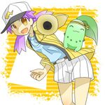  1girl cap chikorita lowres nanako_(pokemon) pokemon pokemon_(anime) 