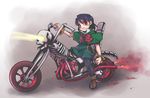  blood blue_hair blush_stickers bone boots bracelet carrie_fernandez castlevania castlevania:_legacy_of_darkness commentary_request frown ground_vehicle headlight jewelry motor_vehicle motorcycle pantyhose red_eyes riding short_hair skull solo stupa13a 
