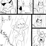  ?! angry anthro areola big_breasts blush breasts canine caprine caught cellphone comic erect_nipples eyes_closed female fox frown hair jealous light_bulb male mammal monochrome nipples one_eye_closed peeping phone pussy sheep shy slypon smile spying 
