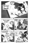 bad_id bad_pixiv_id breasts caitlyn_(league_of_legends) cigarette cleavage comic cuffs english greyscale handcuffs highres league_of_legends long_hair medium_breasts monochrome multiple_girls oldlim smoking vi_(league_of_legends) 