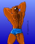  abs anthro balls bear black_nose brown_fur cameronwolfe chest_tuft fur male mammal muscles pecs penis pose solo tuft uncut 