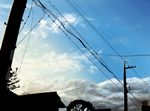  cloud copyright_request day kinoto_(ruindivinity) no_humans power_lines scenery silhouette sky 