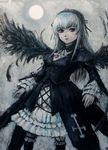  bad_id bad_pixiv_id dress frills hairband highres long_hair oil_painting_(medium) purple_eyes rozen_maiden silver_hair solo suigintou tafuto traditional_media wings 