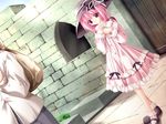  cafe_little_wish dress game_cg hat lily_(cafe_little_wish) pink_dress pink_hair red_eyes ribbon short_hair solo_focus tinker_bell 