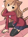  aisaka_taiga animal_ears bad_id bad_pixiv_id highres oohashi_high_school_uniform school_uniform solo tail thighhighs toradora! xr650r zettai_ryouiki 