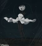 anthro arachnid arthropod bottomwear clothed clothing clothing_lift dress dress_lift female first_sinner hi_res hollow_knight:_silksong hollow_knight_(franchise) silk_dress skirt skirt_lift solo spider team_cherry the_nameless_guy weaver_(hollow_knight) wind wind_lift