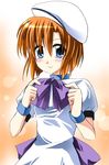  blue_eyes hat higurashi_no_naku_koro_ni orange_hair otoki_raku ryuuguu_rena short_hair solo 