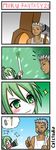  &gt;_&lt; 1boy 1girl 4koma :d archer_(ragnarok_online) bite_mark blood catstudioinc_(punepuni) comic hatsune_miku highres laughing missing_teeth open_mouth silent_comic smile spring_onion thumbs_up vocaloid xd 