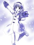  boots hairband kanon mittens monochrome otoki_raku purple sketch snow solo tsukimiya_ayu 