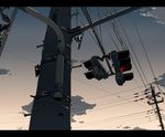  bad_id bad_pixiv_id cloud dusk highres no_humans original power_lines scenery sky traffic_light ushisuke 