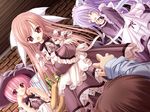  angry animal_ears brown_hair cafe_little_wish cat_ears closed_eyes crossed_arms dress dutch_angle game_cg happy hat lily_(cafe_little_wish) long_hair merun mina_(cafe_little_wish) multiple_girls orange_hair pink_eyes pink_hair purple_hair ribbon short_hair smile tinker_bell 