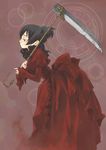  black_hair blue_eyes copyright_request dress gown long_hair red scythe solo toujou_sakana weapon 