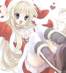  blonde_hair bloomers blue_eyes boots christmas fang fur_boots hat heart little_busters! long_hair noumi_kudryavka sakura_neko santa_costume santa_hat solo thighhighs underwear white_bloomers white_legwear 