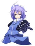  advent_cirno alternate_costume batsu beckoning foreshortening gloves hands hat letty_whiterock purple_eyes purple_hair simple_background smile solo touhou zipper 