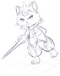 2014 3_toes 4:5 absurd_res anthro barefoot beard biped claws clothed clothed_anthro clothed_male clothing crown digital_drawing_(artwork) digital_media_(artwork) digitigrade facial_hair fangs feet felid feline front_view headgear hi_res holding_melee_weapon holding_object holding_sword holding_weapon king lineage_(series) male mammal melee_weapon meraence open_mouth royalty simple_background sketch solo standing sword teeth tile toe_claws toes tongue weapon wearing_crown white_background