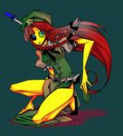  bad_id bad_pixiv_id card hat holding holding_card hong_meiling knife knifed long_hair ninomae red_hair solo touhou 