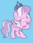  cub cutie_mark diamond_tiara_(mlp) equine female feral friendship_is_magic fur hair horn long_hair looking_back mammal my_little_pony open_mouth pixel-prism plain_background smile solo standing teeth tiara tongue two_tone_hair winged_unicorn wings young 