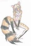  arya_(genetta) blush breasts female genet markings nude pussy shy sitting socks_(marking) solo toots whiskers 