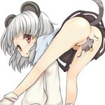  arm_support ass_up bent_over blush butt dress female ginji74 hair human looking_back mammal mouse mouse_ears mouse_tail nazrin plain_background pussy red_eyes rodent short_hair silver_hair simple_background solo touhou white_background young 