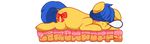  blue_hair bubble cake chubby cute equine food frosting fur hair horse lemonpuffs male mammal my_little_pony original_character pony sleeping solo yellow_fur 