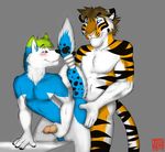  anal anal_penetration anthro balls blush canine circumcised dog duo erection feline gay humanoid_penis husky interspecies male mammal masturbation penetration penis sex tiger tigergear 