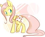  clothed clothing cyan_eyes equine feathers female feral fluttershy_(mlp) friendship_is_magic fur hair half-dressed horse long_hair looking_back mammal my_little_pony pegasus pink_hair pony raised_hoof rustydooks simple_background solo underwear wings yellow_fur 