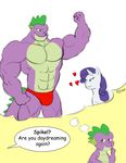  &lt;3 blush caseyljones daydream dialog dragon english_text equine friendship_is_magic horn horse humor male mammal muscles my_little_pony pony rarity_(mlp) spike_(mlp) text unicorn 